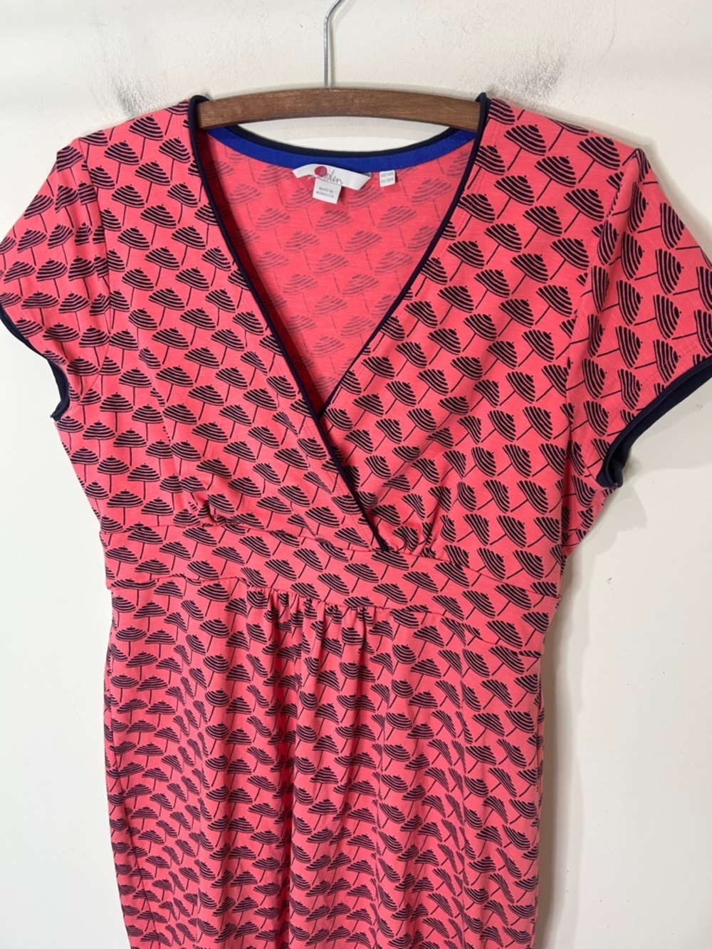BODEN Umbrella Print Spring Faux Wrap Dress Size 10R - Picture 7 of 12